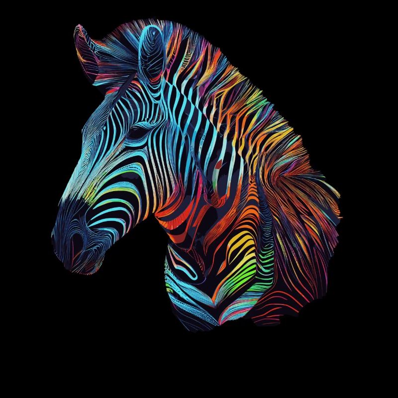 Geometric Zebra Colorful Psychedelic Abstract Rain