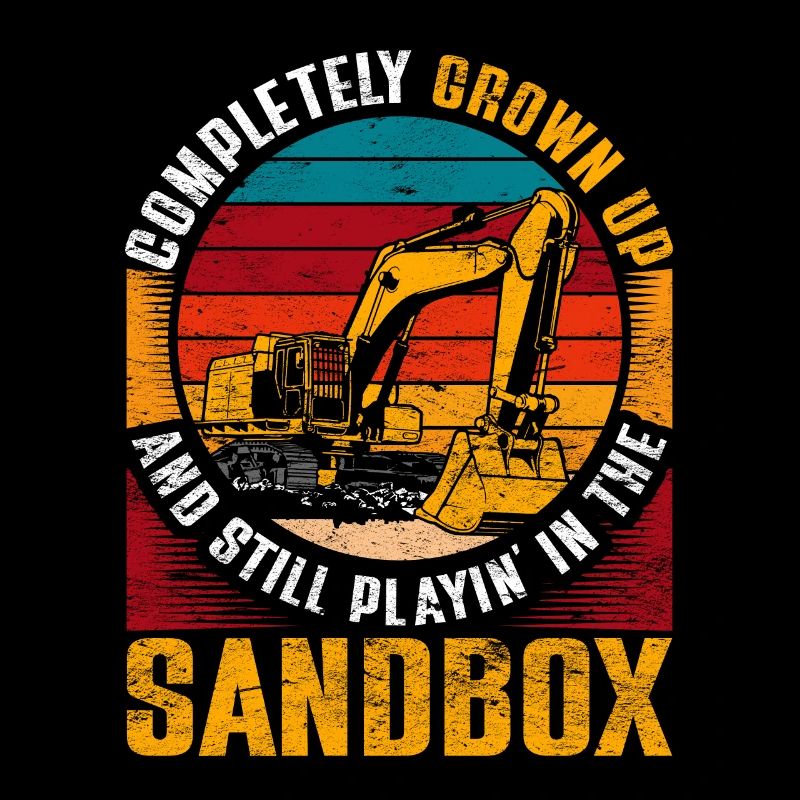 Baggerfahrer a grandi et joue dans le bac à sable