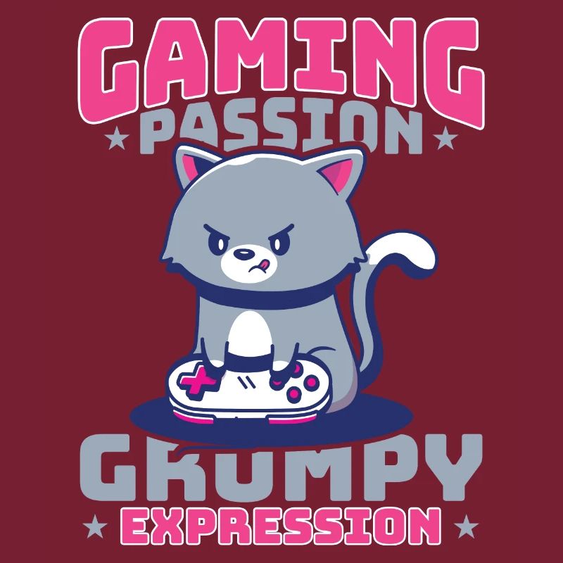 Gaming, Zocken, Videospiel, Grumpy Katze Gamer