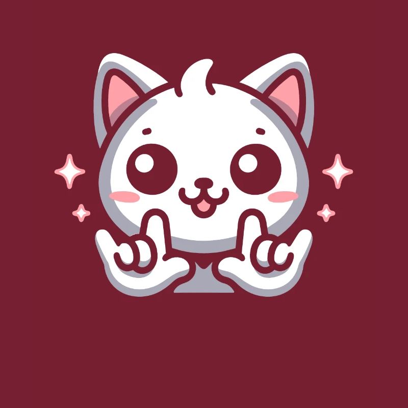 ILY Cat ASL Geste de la main Perte auditive sourde