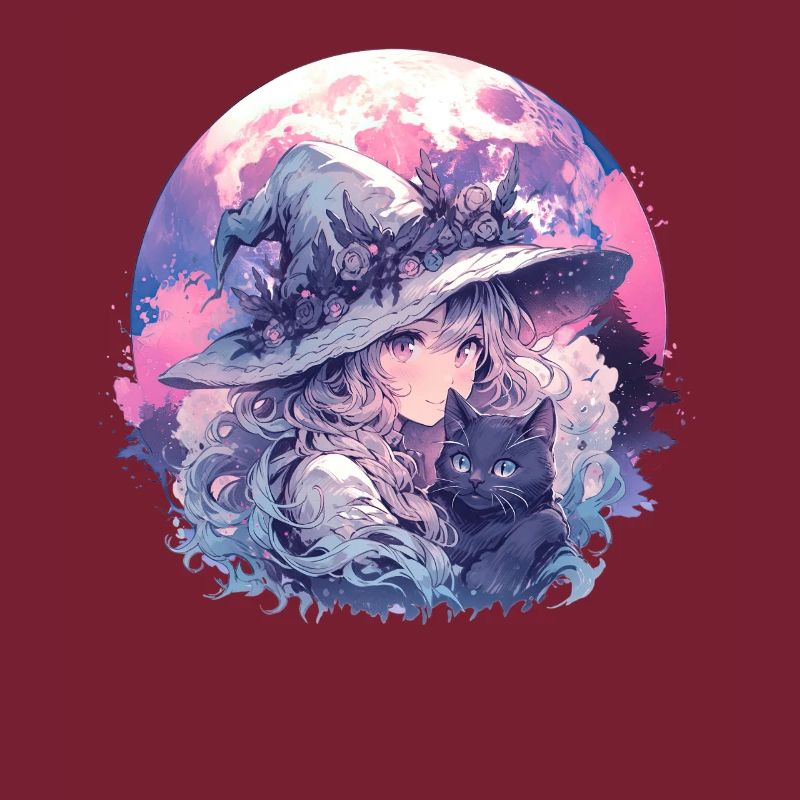 Moon Witch Cat Cute Creepy Witchcraft Kawaii Paste