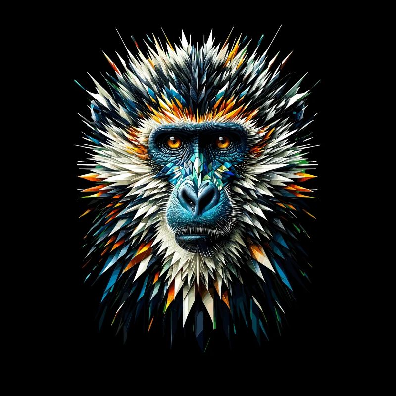 Polygone Art singe amant singe singes chimpanzés singes