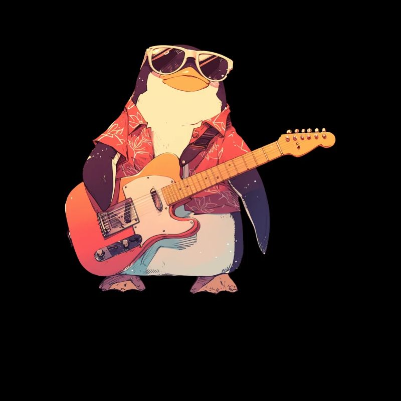 Penguin E-Gitarre Rockmusik Niedlich