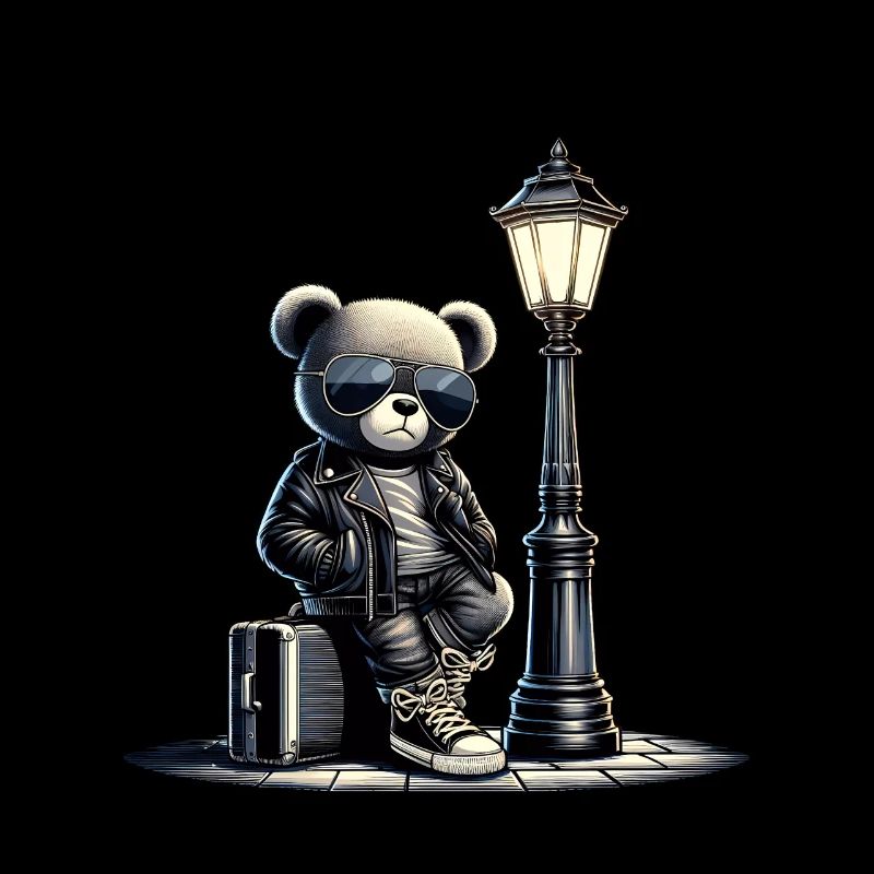 Cool Teddy Bear Leather Motorcycle Jacket Goes on a Trip