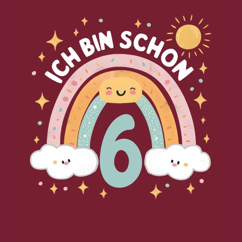 6. Geburtstag Geburtstagsshirt Regenbogen Wolke