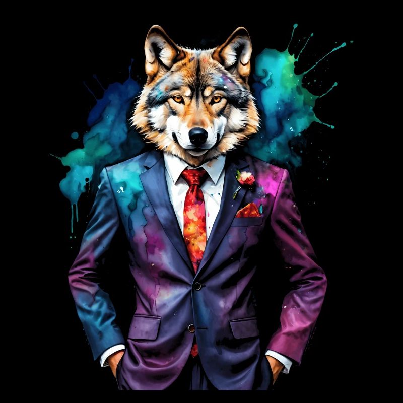 Costume de loup imprimé de conception animale colorée