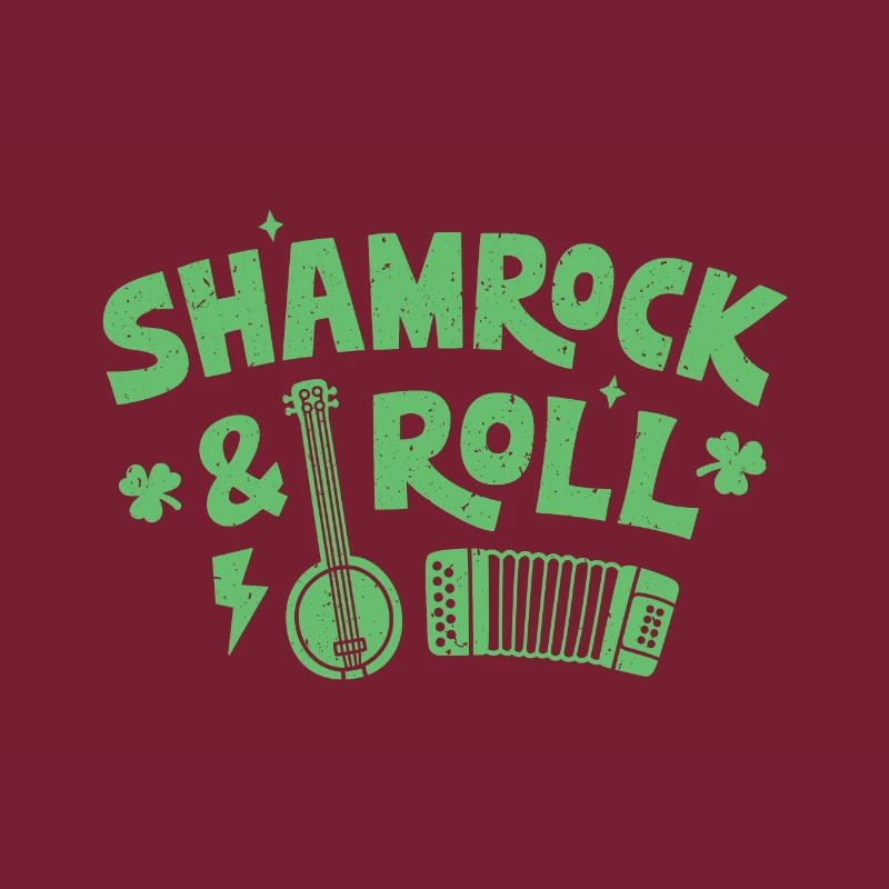 Shamrock and Roll Typography St Patricks Day Vert