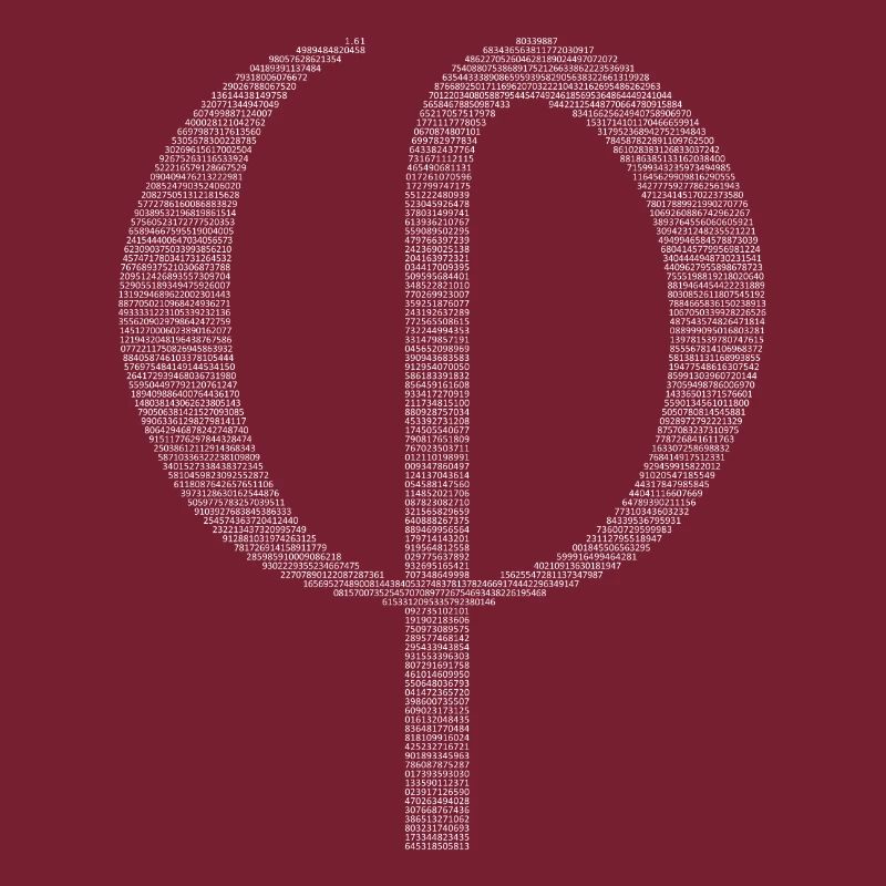Numbers in decimals: Golden Ratio Phi