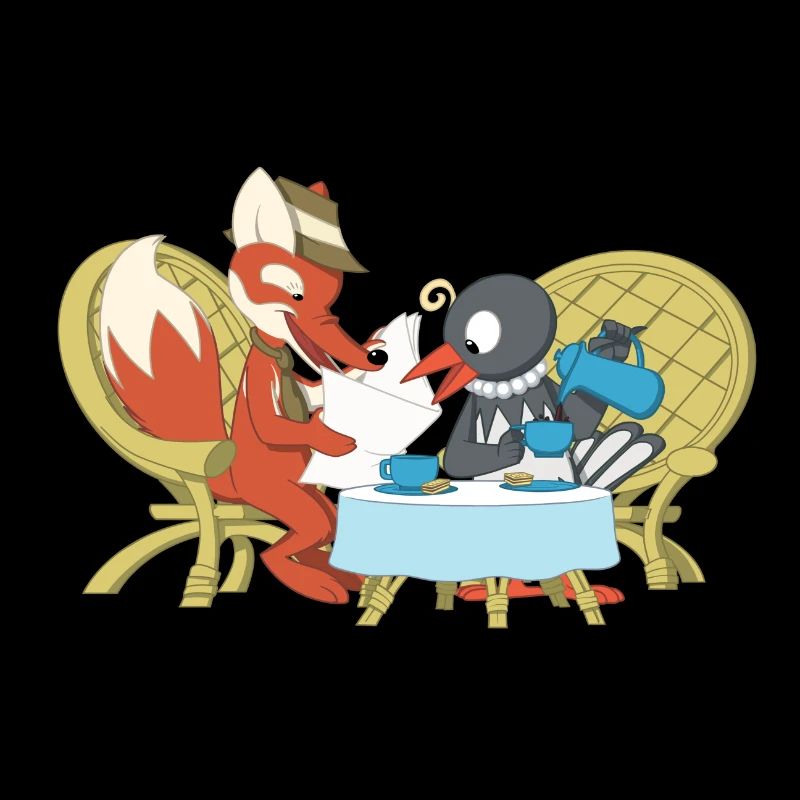 Fuchs und Elster beim Kaffeeklatsch