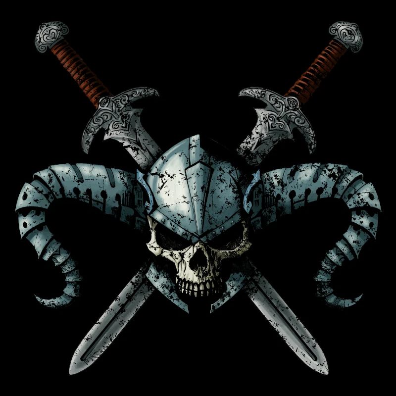 Warrior Skull 2 swords