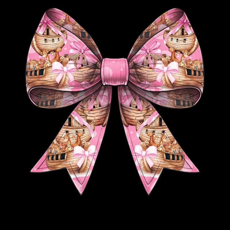 Coquette Bow Noah's Ark Christian Animals Pattern