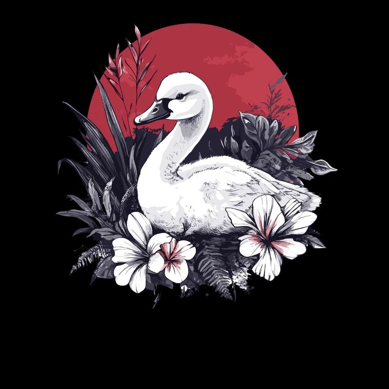 Cygne avec des fleurs