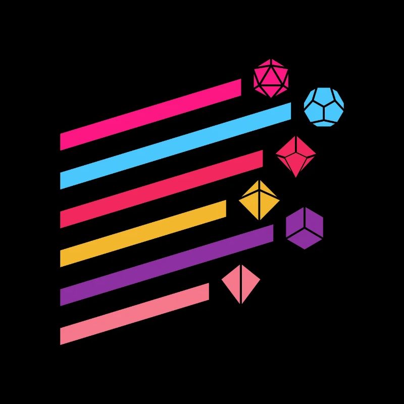 Synthwave Buntes Polyeder-D20-Würfelset