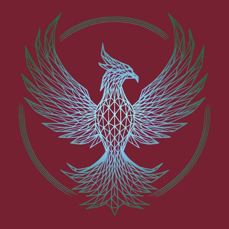 Phoenix polygonal bleu électrique