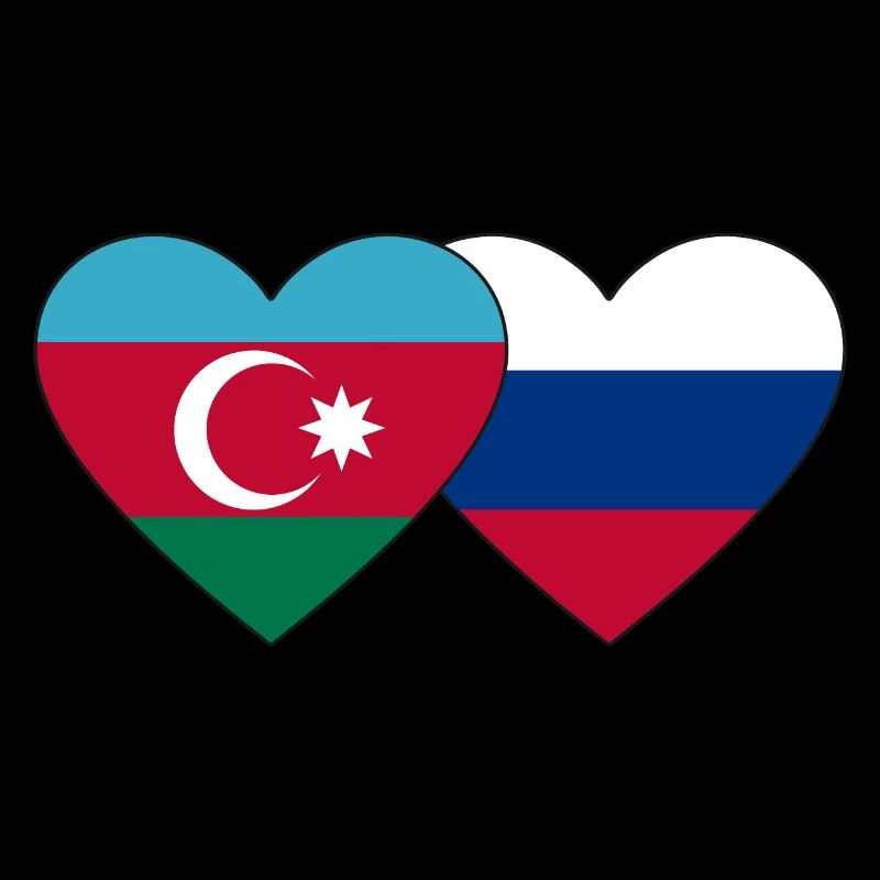 Azerbaïdjan Russie Drapeau Coeur