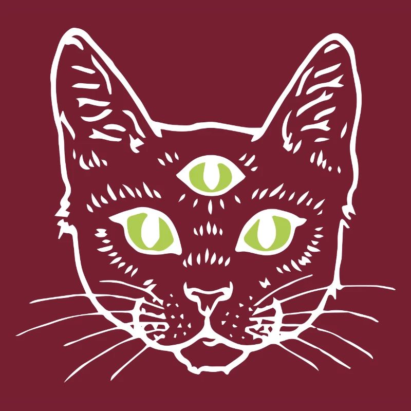 Cat With Three Eyes Gift Idea White
