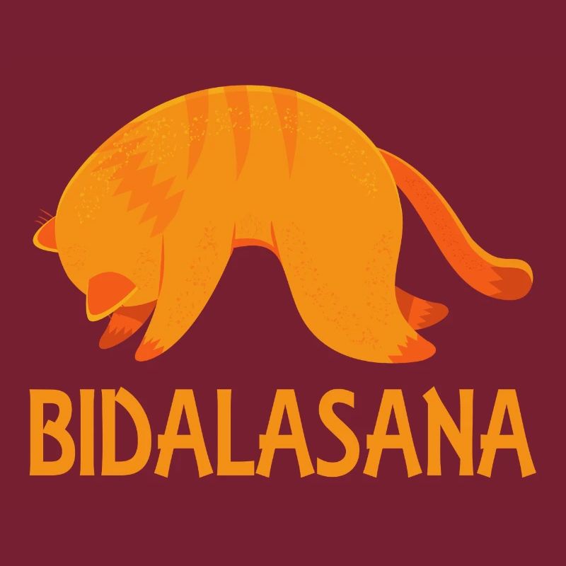 Refroidir les cadeaux de chat de gingembre de yoga de posture de chat de Bidalasana