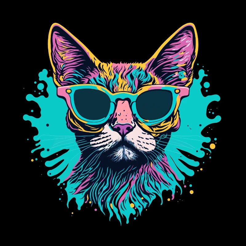 Buntes Splash Art Katzen-Design