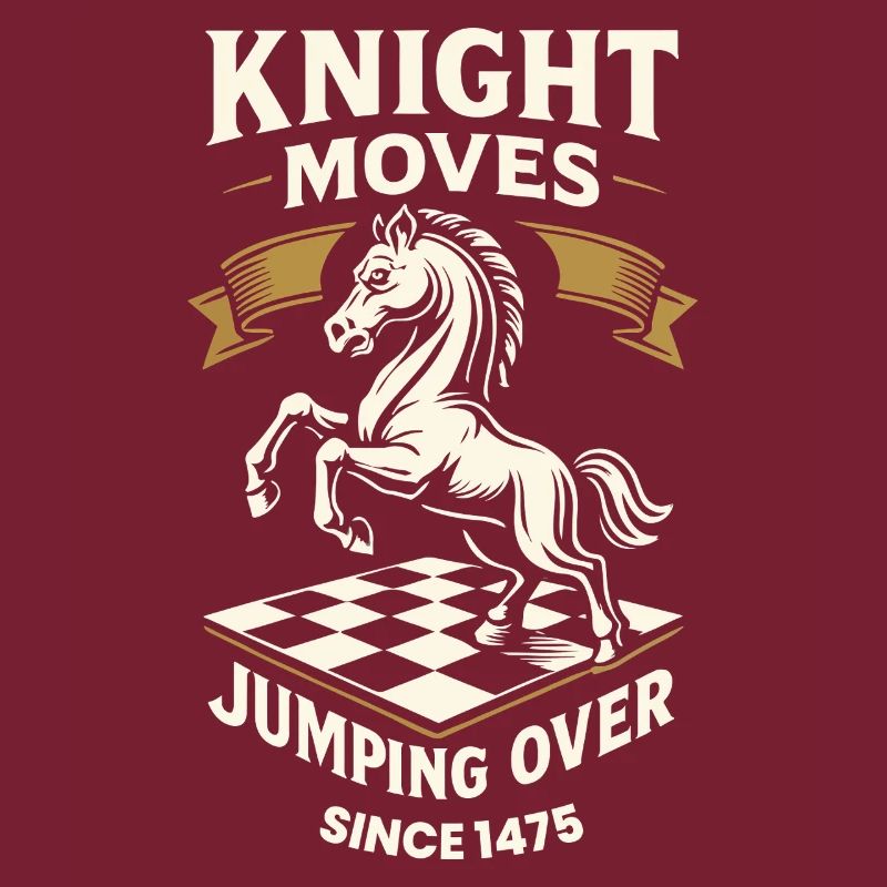 Knight moves and jumps over chess player