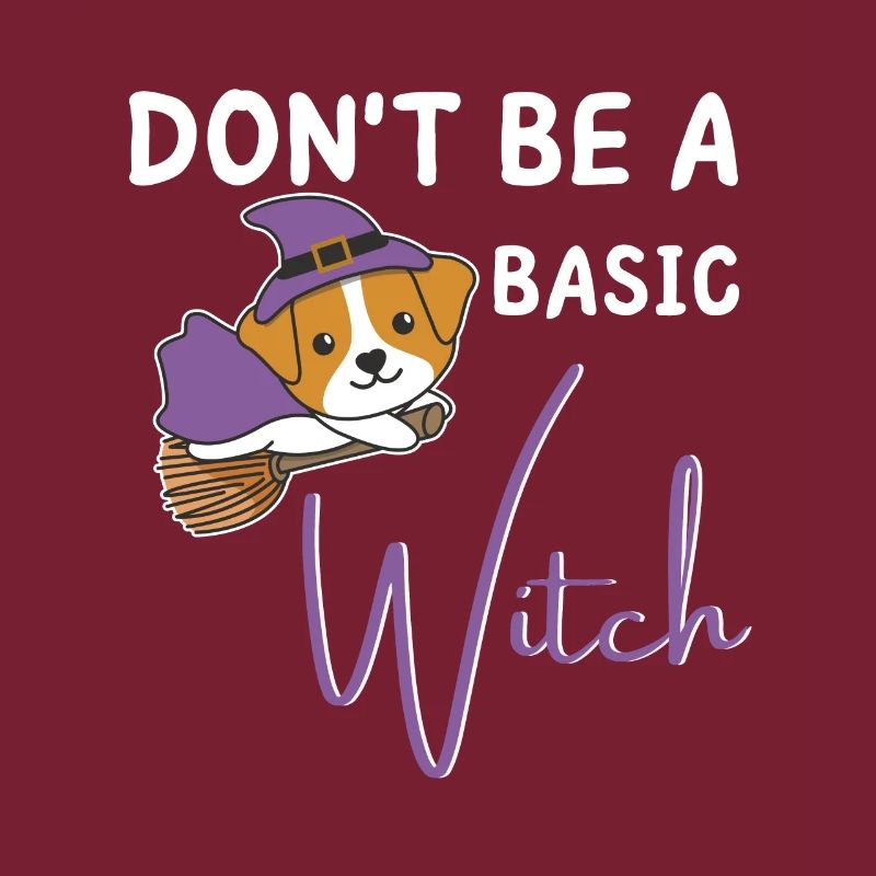Jack Russell Halloween Witch don't be a basic witch