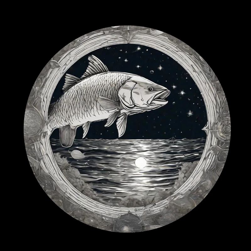 hecht,fisch,illustration,schwarz-weiß,meer,kreis