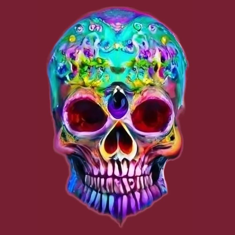 Tête de mort stylisée multicolore