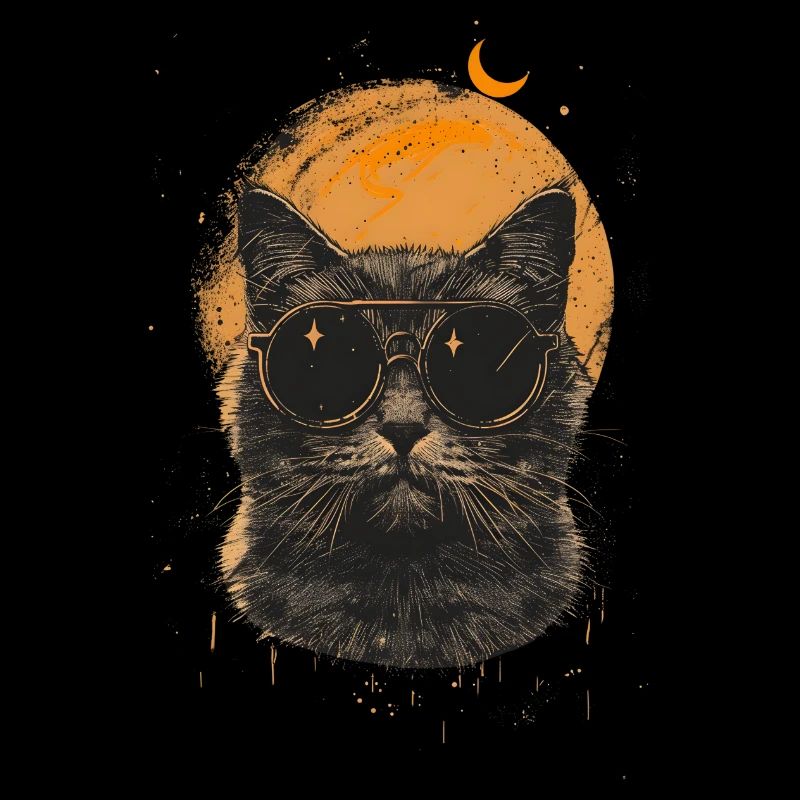 Chat prenant un selfie avec Eclipse portant des lunettes