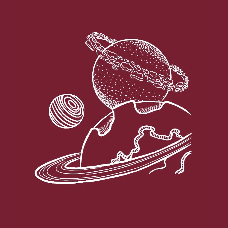 Planets ring planets drawing space sci fi