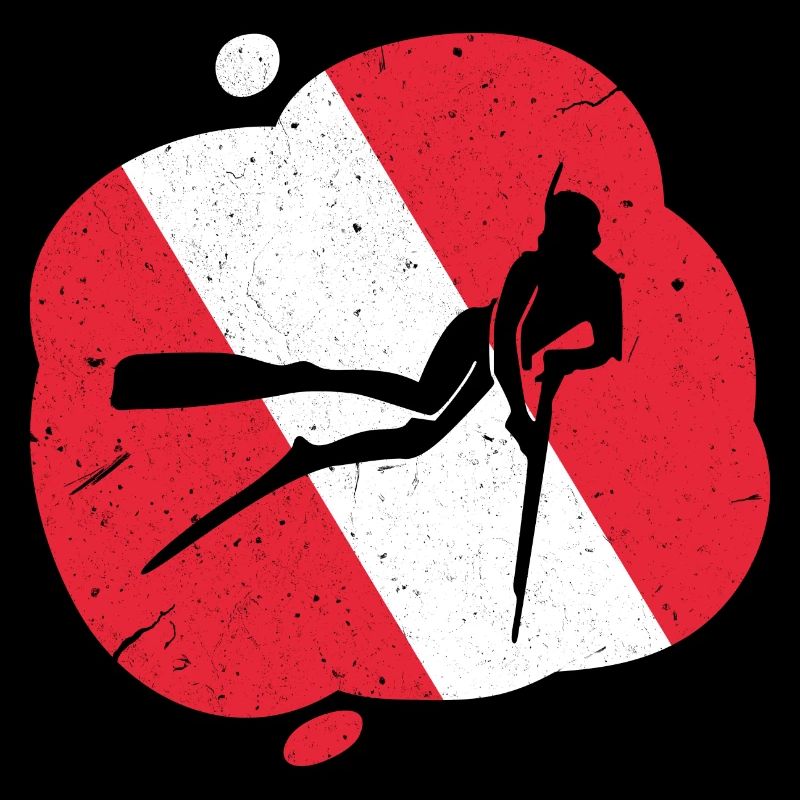 Red White Diving Flag Harpoon Hunting Diver