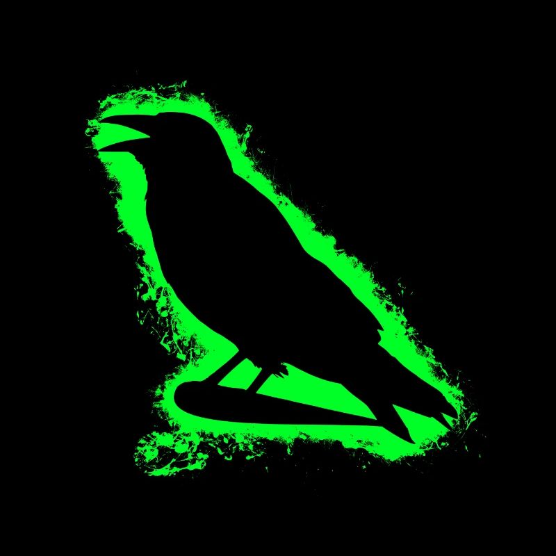Corbeau Corbeau Vert et Noir Contour