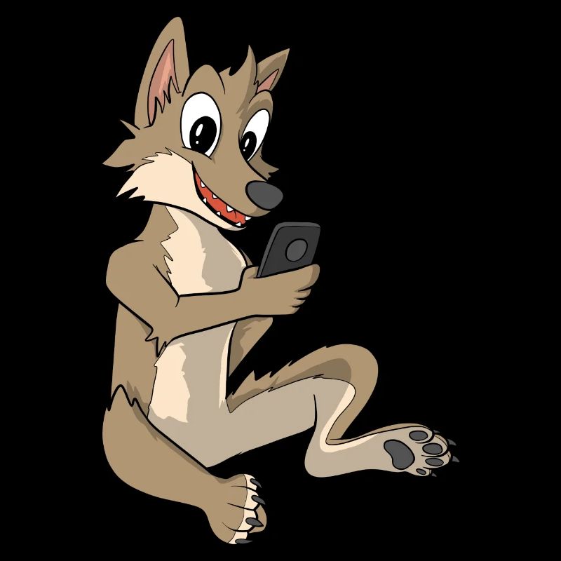 Loup mignon avec téléphone portable