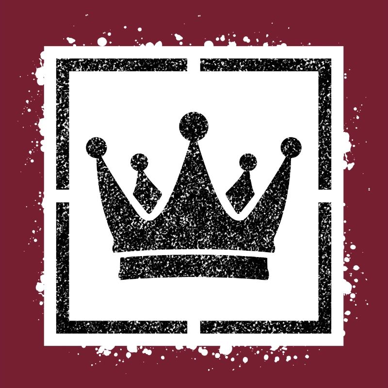 Sponge stencil Crown inside square