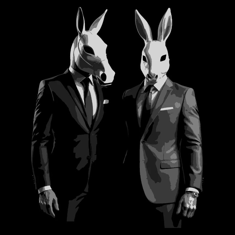 cavallo e coniglio in tuta umana