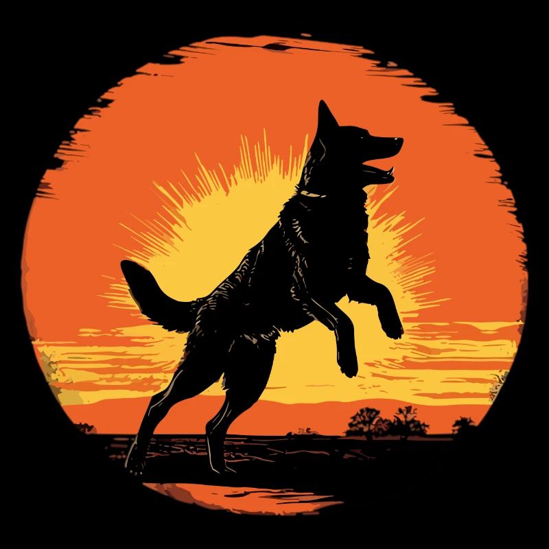 Retro German Shepherd Lover Circus Sheep