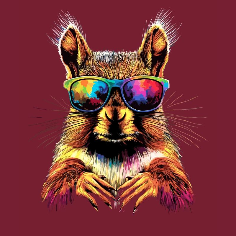 Eichhörnchen Kopfhörer Bunt Popart DJ Eichhörnchen