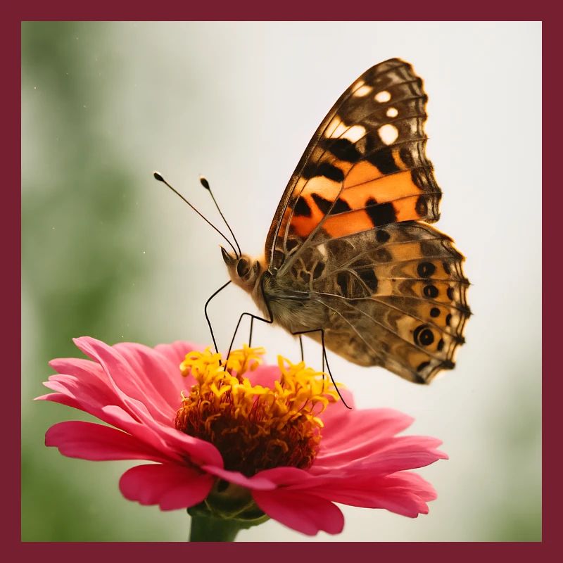 Papillon sur fleur rose