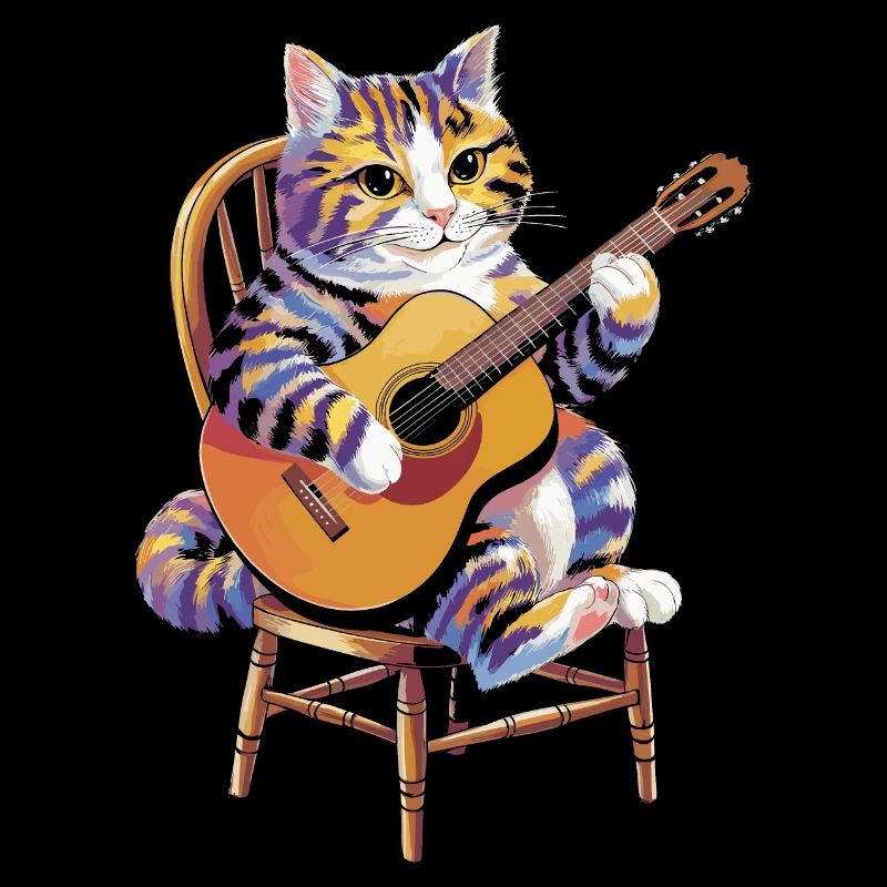 Chat qui joue de la guitare