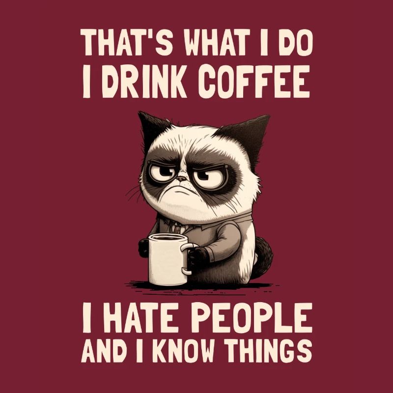 annoying cat cat Grumpy coffee