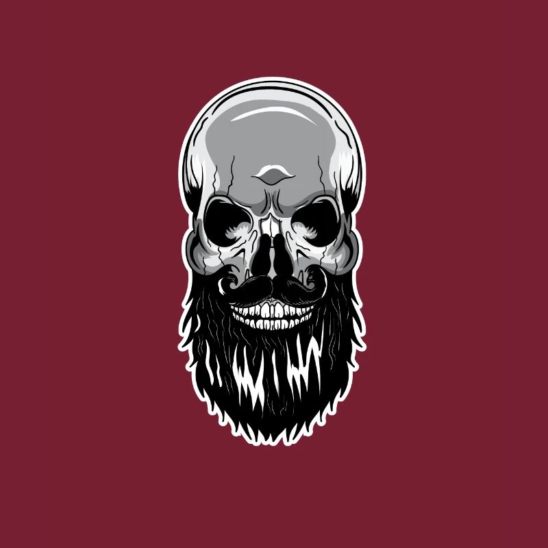 Skull beard bald head skeleton