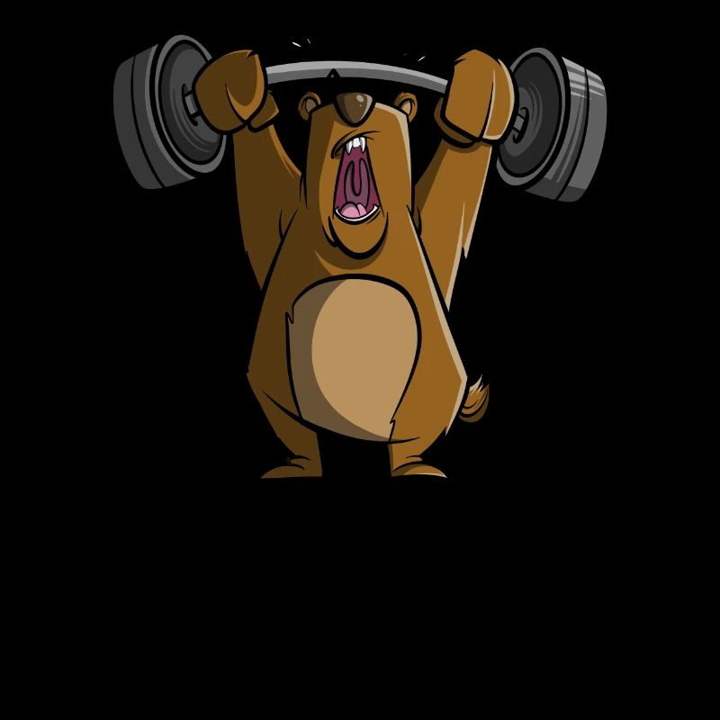 Gym bear lifting weights