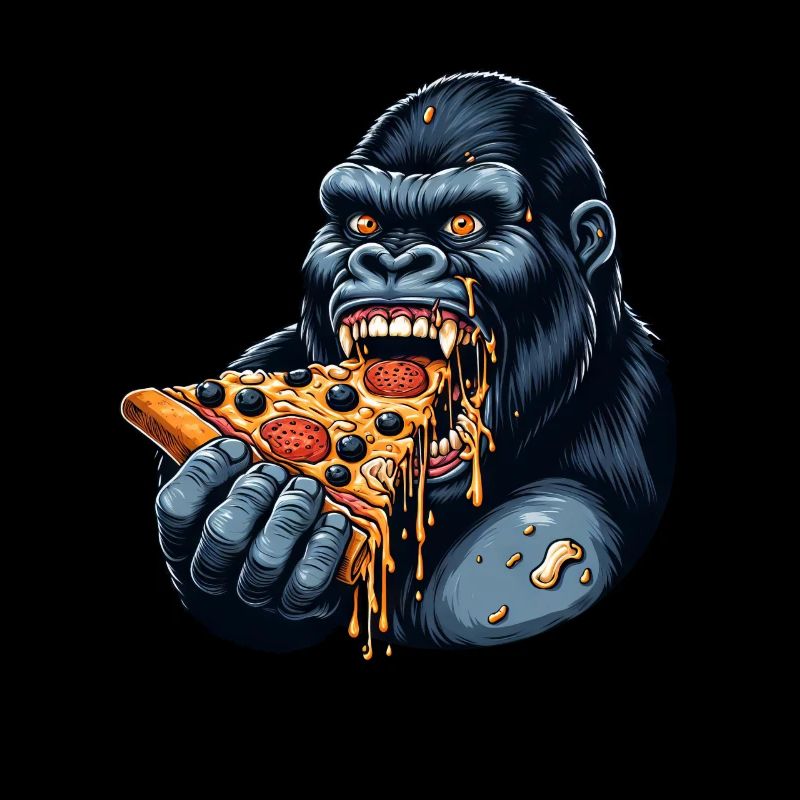 Gorilla Pizza Lover Design Drôle