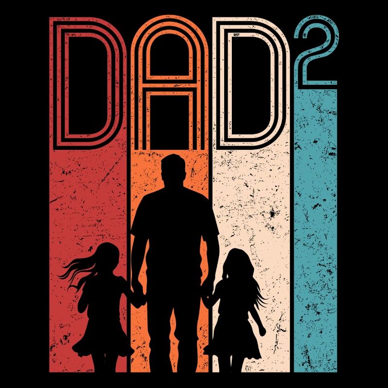 Dad Hoch 2 Vater Zwei Töchter Vatertag Geschenk