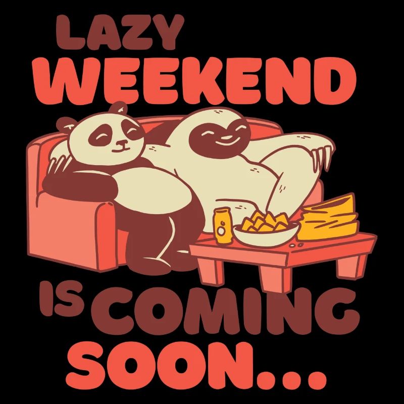 Faules Wochenende, Panda Faultier auf Sofa, Relax