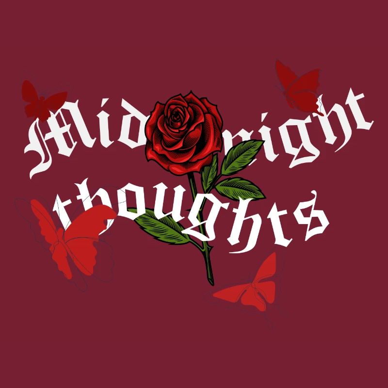 Rote Schmetterlinge & Rose "Midnight thoughts"