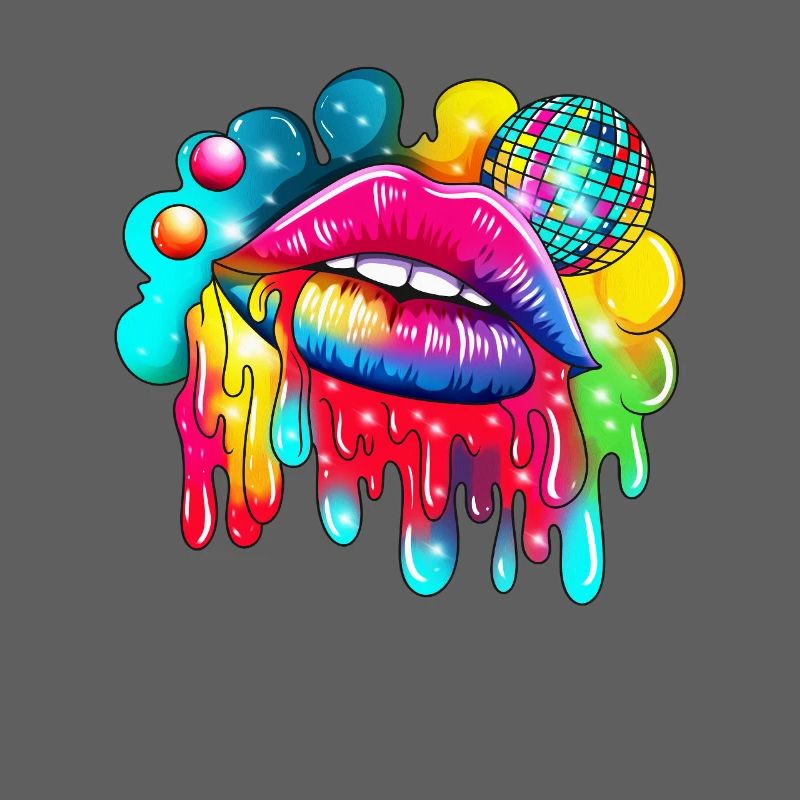 Boule disco et lèvres arc-en-ciel bouche Design graphique