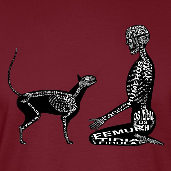 Squelette humain et félin