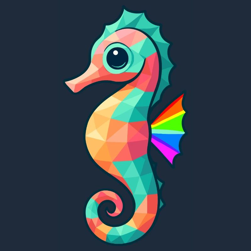 Buntes Seepferd Design mit Regenbogenfarben