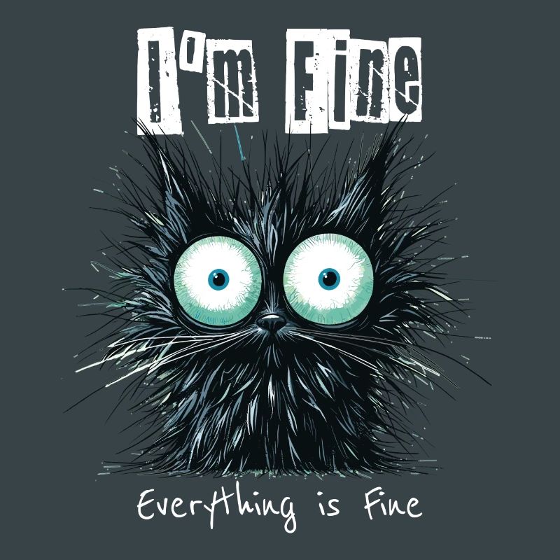 Zerzauste Katze I'm Fine Everything is Fine