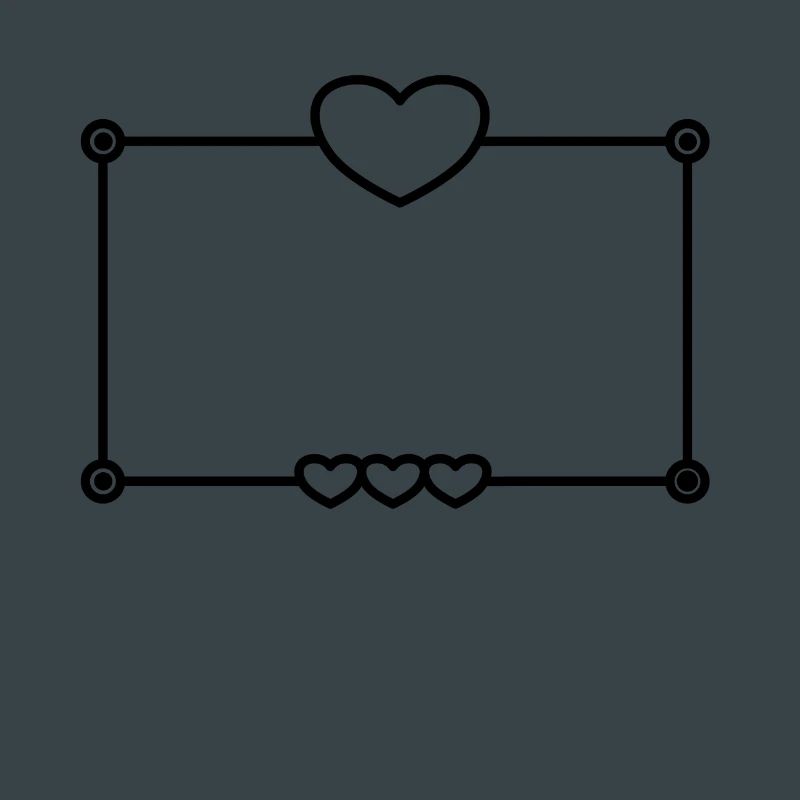 Black Heart Frame Rectangular Shape