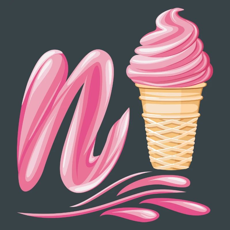 N'ice Erdbeer-Softeis-Emoji mit Buchstaben N